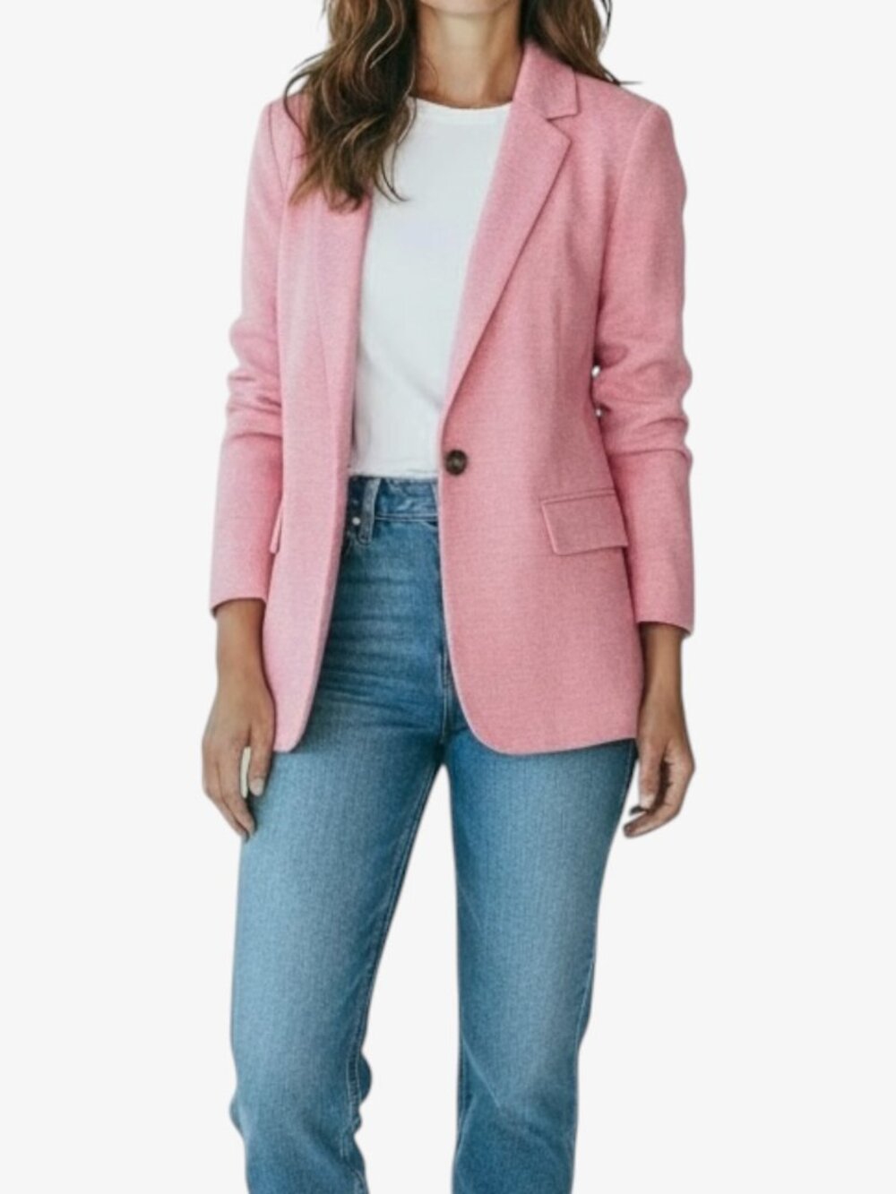 JOULES Vintage Olivia Herringbone Jersey Tweed Blazer - Pink - Size 12